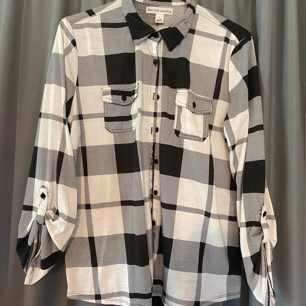 Black and White Plaid Top